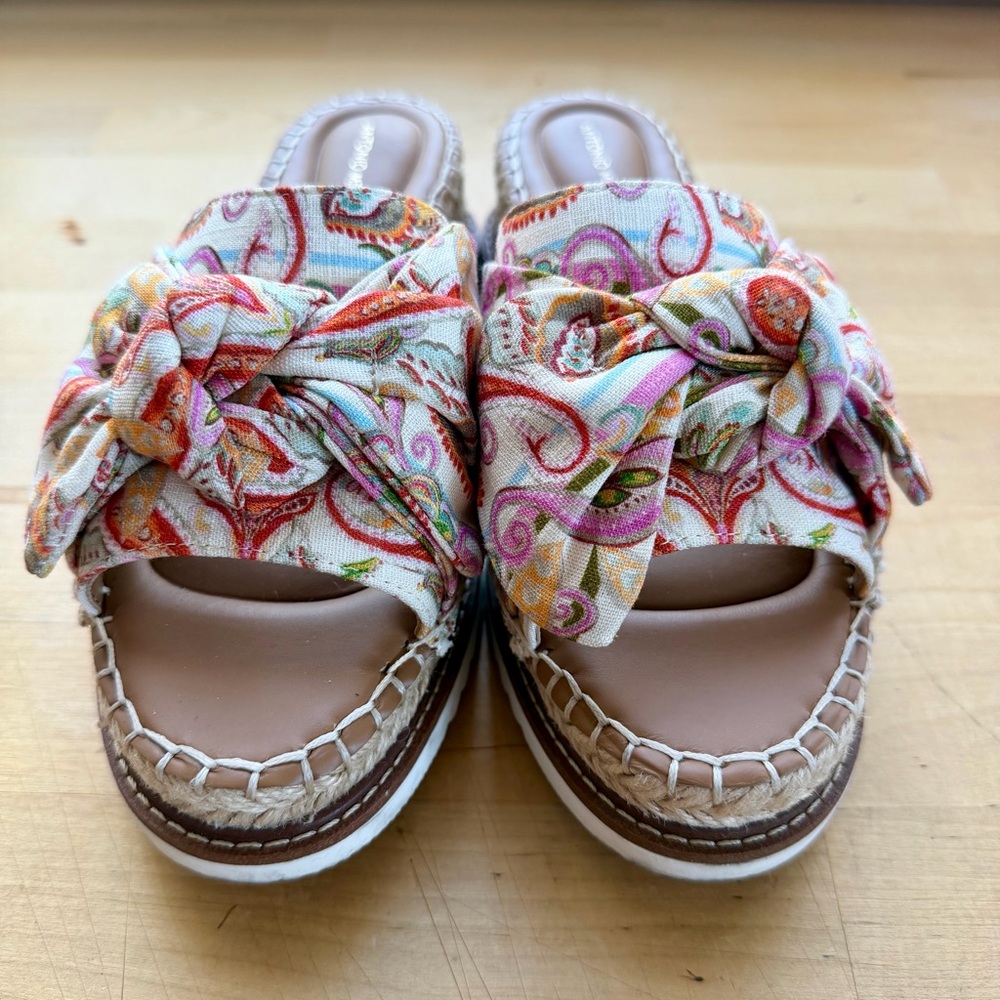 Antonio Melani Paisley Print Espadrille Bow Slides Boho Chic Resort Wear - 7.5 - Picture 5 of 12